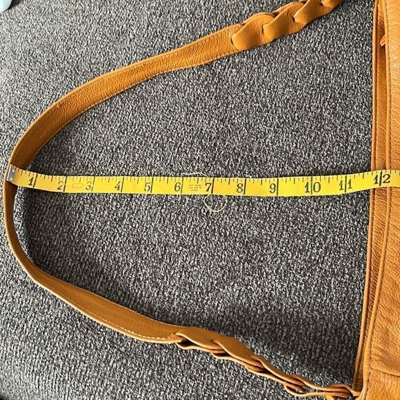 Genuine Leather Camel Shoulder Purse w/ Braided Accent & Silver-Tone Hardware - Picture 16 of 16